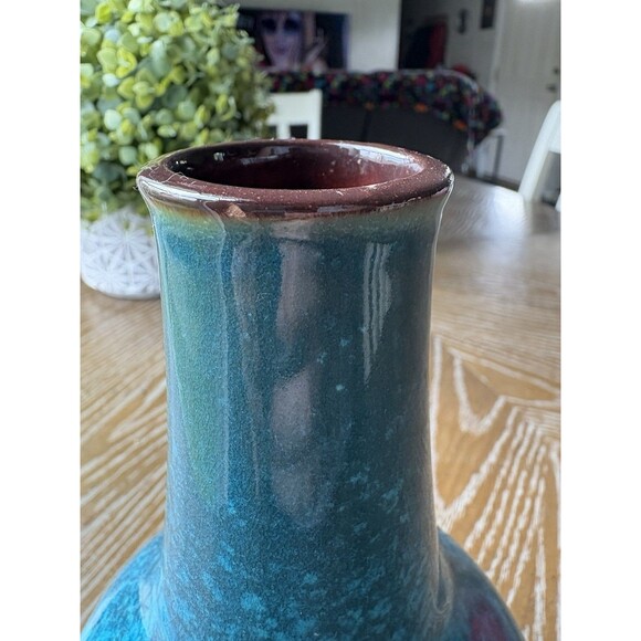 RARE 60's Ursula Beyrau design Graflich Ortenburg ceramic Turquoise Vase 605/1 - Picture 7 of 8